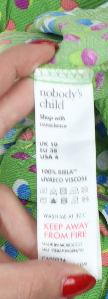 Nobody's Child Women Green Spot Print Wide-Leg Jumpsuit UK 10