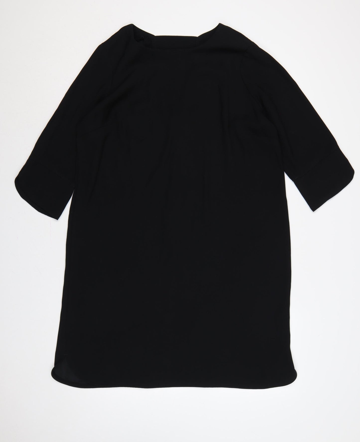 Marks and Spencer Women Black UK 16 Shift Dress Bell Sleeve Knee Length