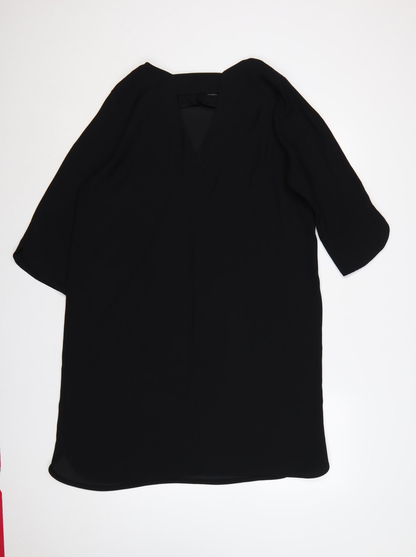 Marks and Spencer Women Black UK 16 Shift Dress Bell Sleeve Knee Length