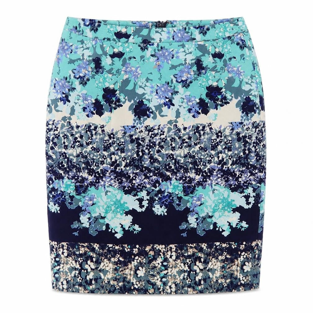 Laura Ashley Women Blue Floral Pencil Skirt UK 12 Lined