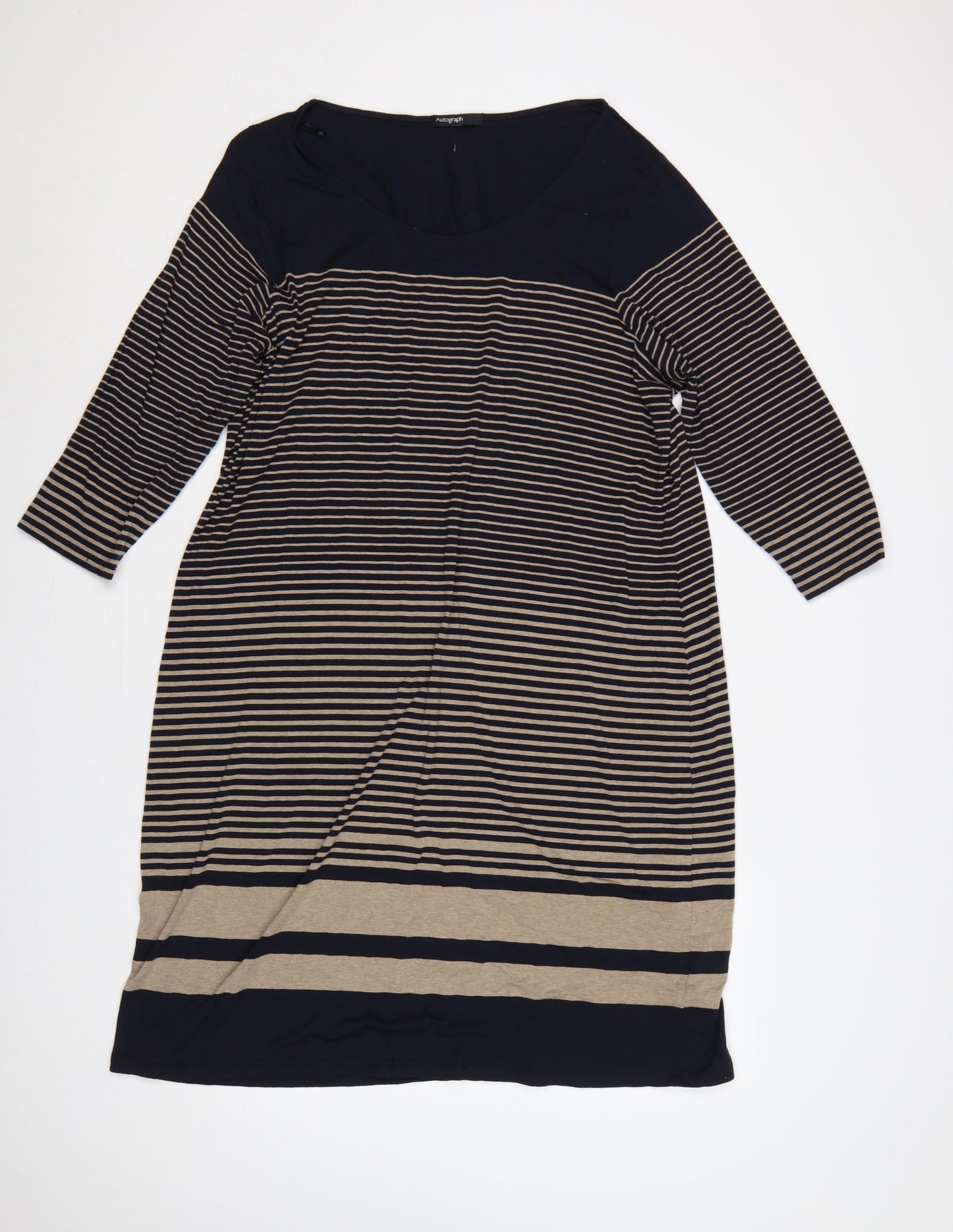 Autograph Women Multicolour UK 22 Striped Jumper Dress 3/4 Sleeve