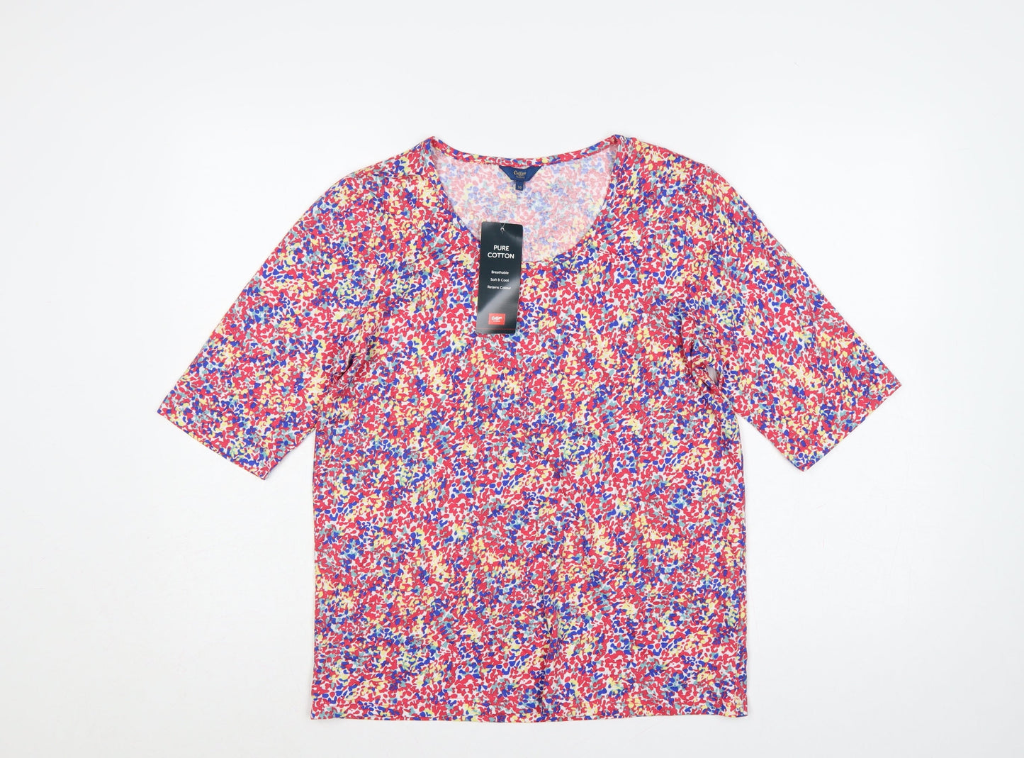 Cotton Traders Women’s Multicoloured Floral Cotton Jersey Top UK 10