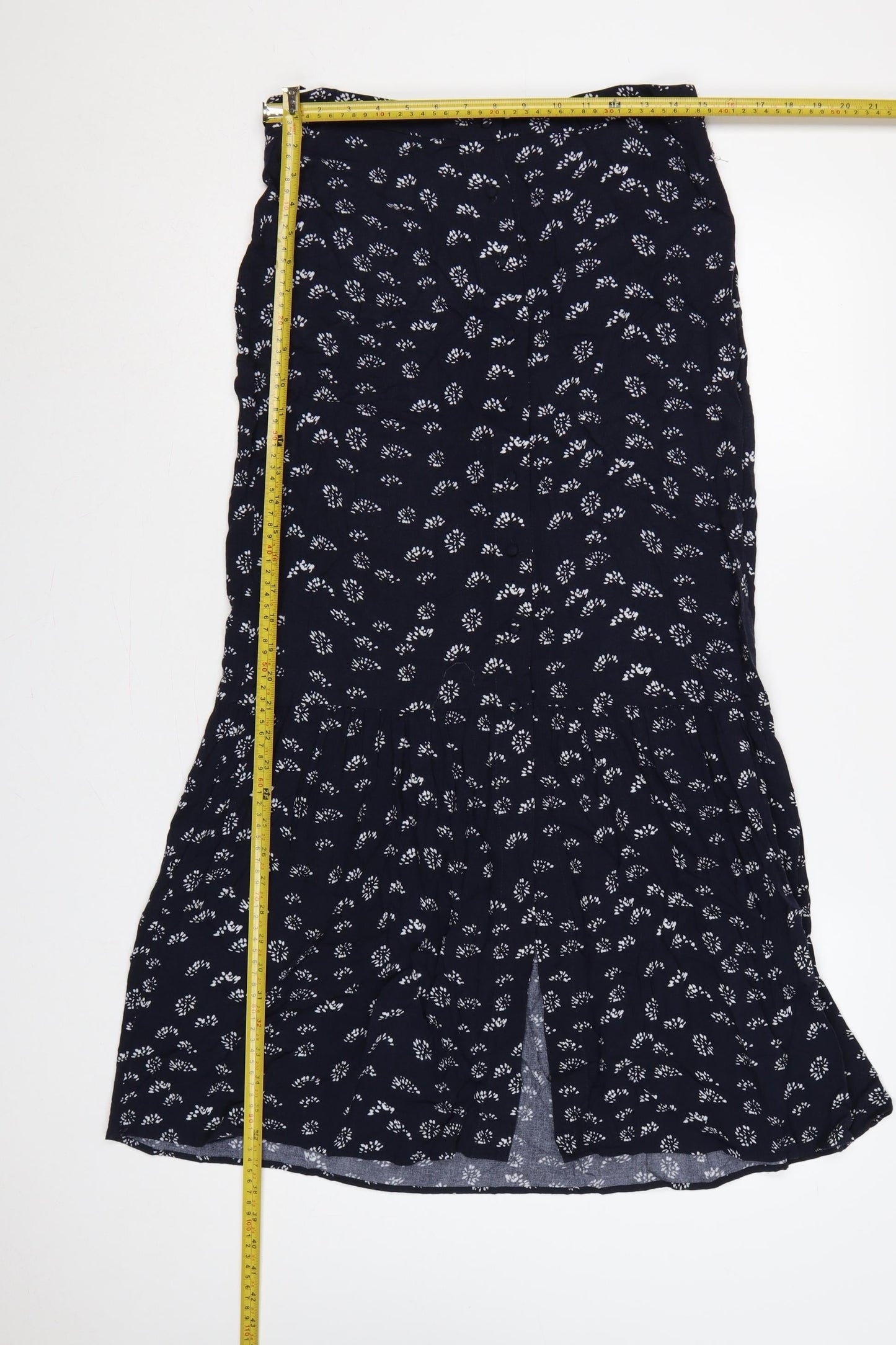 Mint Velvet Women’s Blue Floral Button Front Flared Long Skirt UK 12
