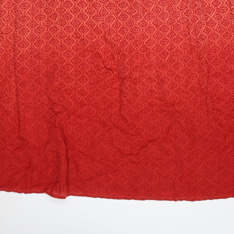 Monsoon Women Red XL Strapless Geometric Beaded Smocked Maxi Dress
