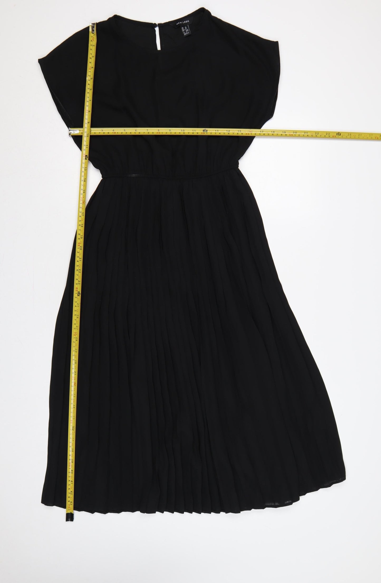 New Look Women Black UK 10 Fit & Flare Pleated Knee Dress