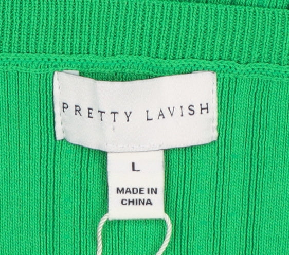 Pretty Lavish Women Green L Bodycon Long Knit Cut Out Midi Dress