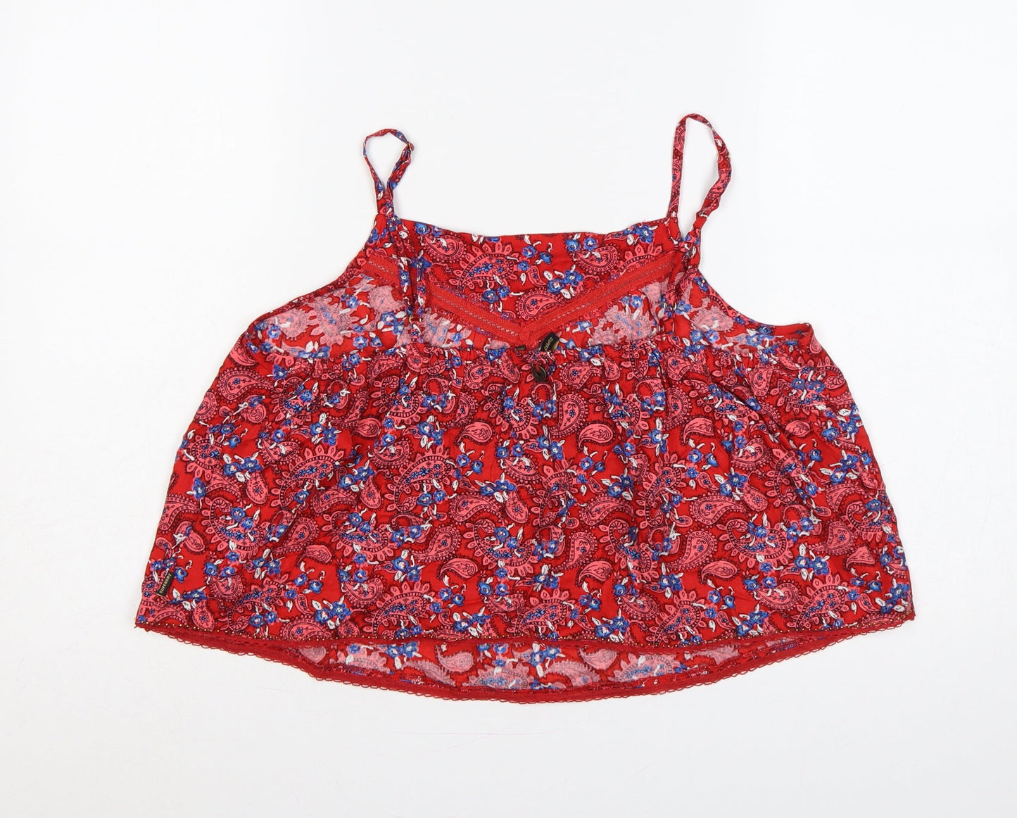 Superdry Women Red UK 16 Paisley Floral Viscose Camisole Tank Top