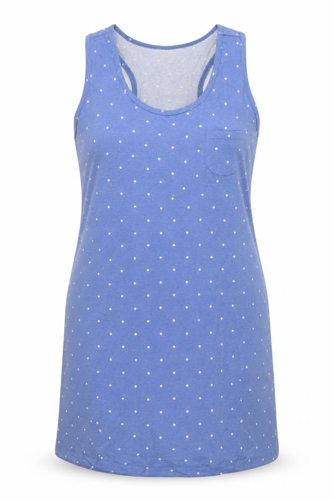 Cotton Traders Women Blue Polka Dot UK 14/16 Tank Shift Dress Cotton