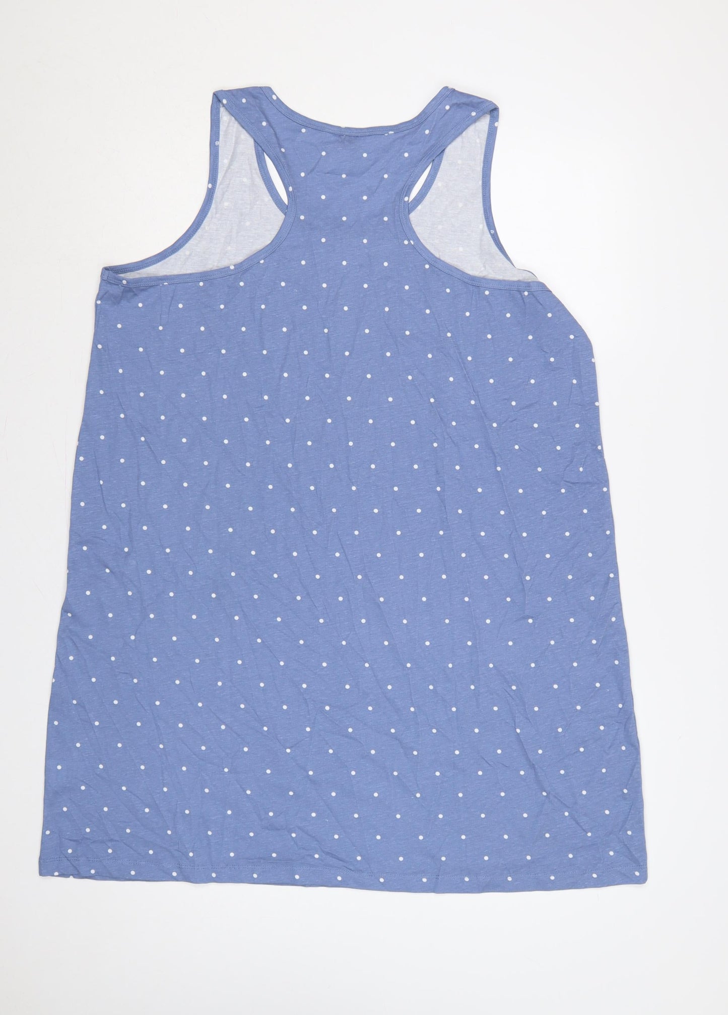 Cotton Traders Women Blue Polka Dot UK 14/16 Tank Shift Dress Cotton
