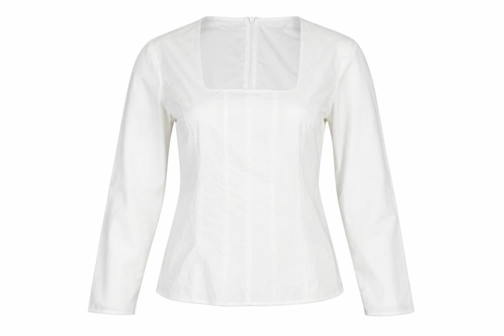 Marks and Spencer Women White UK 16 Ruffle Front Long Sleeve Blouse