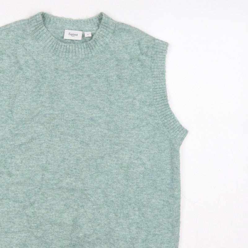 Saint Tropez Women Green Size S Sleeveless Knit Jumper Vest
