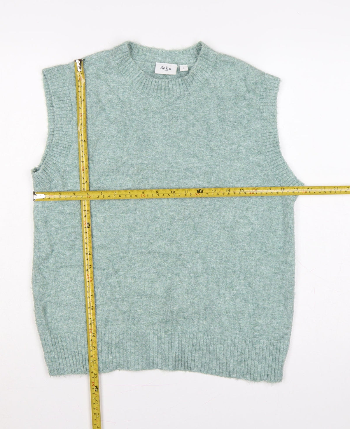 Saint Tropez Women Green Size S Sleeveless Knit Jumper Vest