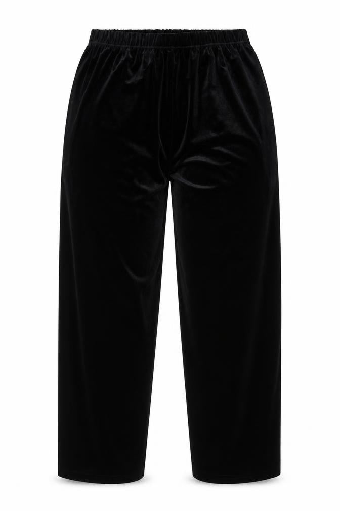 BB Dakota Women's Black L Velvet Wide-Leg Pull-On Trousers