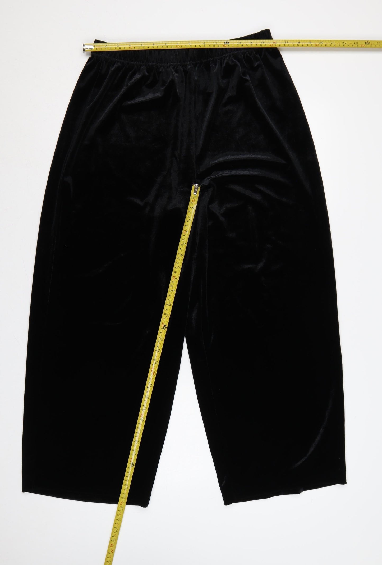 BB Dakota Women's Black L Velvet Wide-Leg Pull-On Trousers