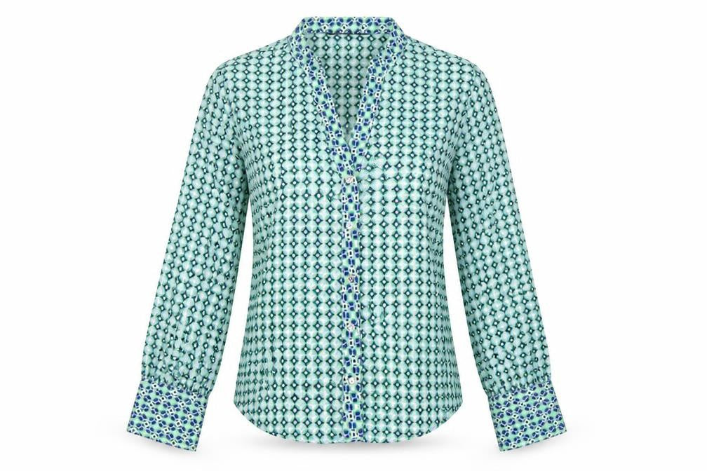 Zara Women Multicoloured S Geometric Button-Up Collared Blouse