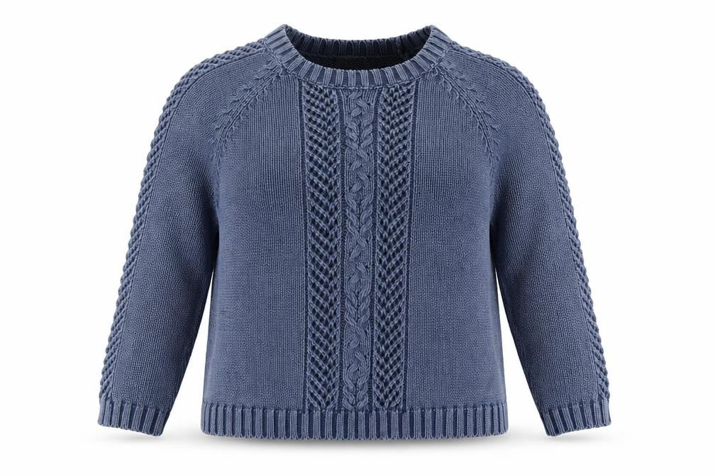 M&S Women Blue UK 18 Cable Knit Cotton Pullover Jumper