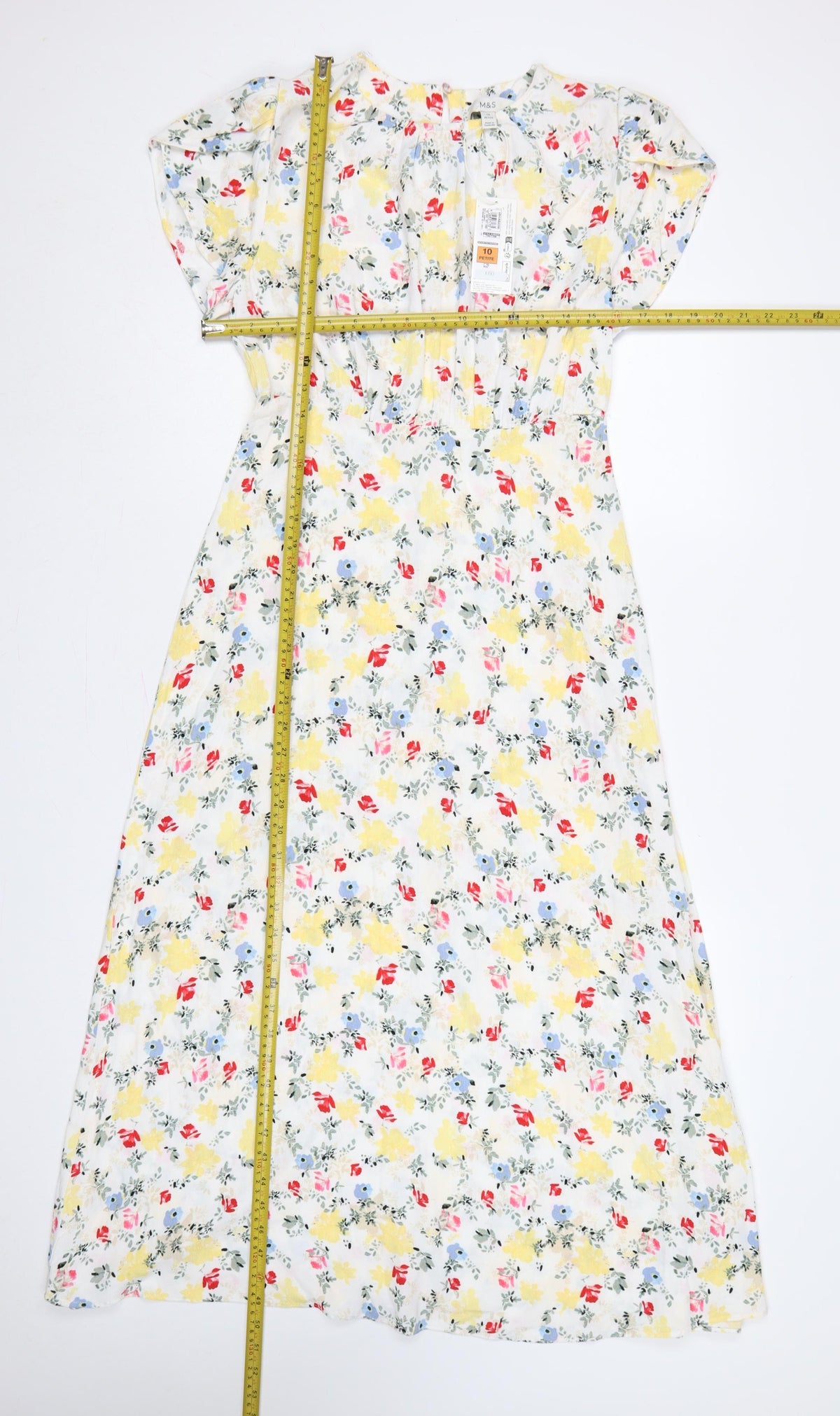 M&S Women’s Multicoloured Floral Midi Fit & Flare Dress UK 10 Petite
