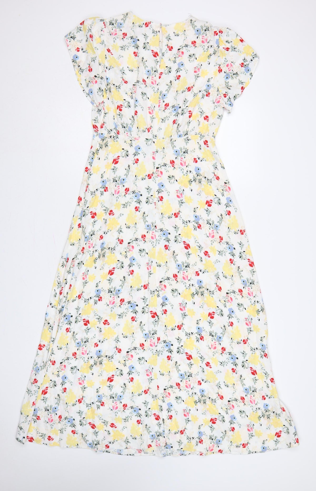M&S Women’s Multicoloured Floral Midi Fit & Flare Dress UK 10 Petite