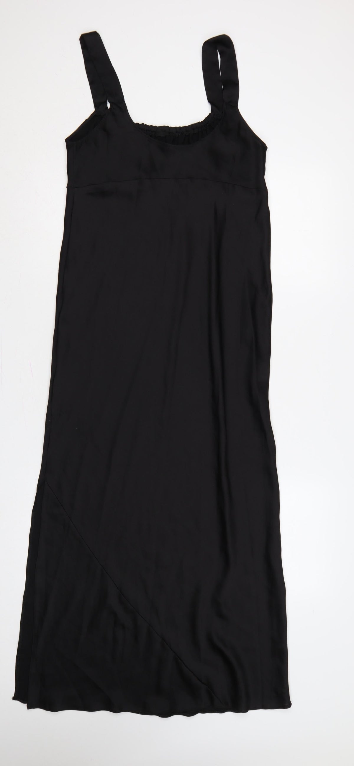 Close-up detail of ASOS Design Women Black UK 12 Long Sleeveless Slip Dress