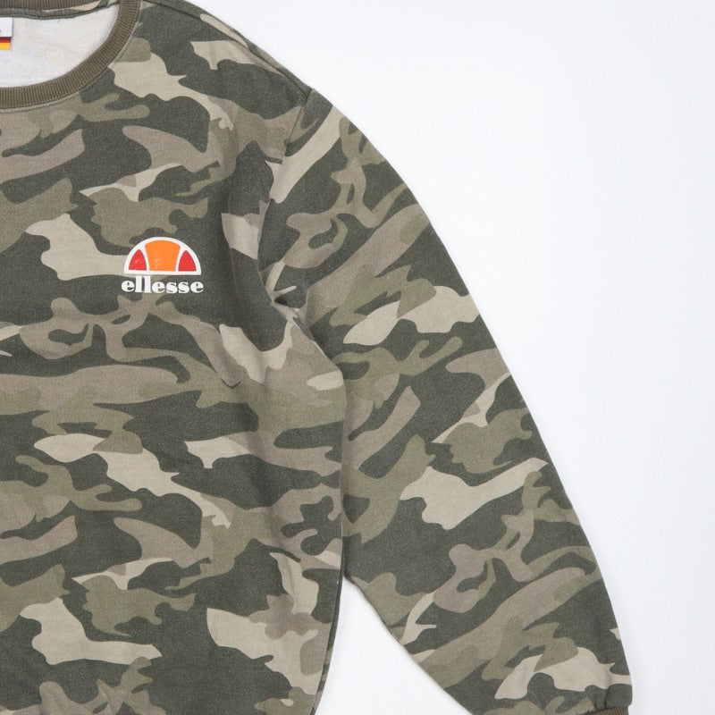 Additional view of Ellesse Men’s Green Camo XL Crew Neck Logo Pullover Sweatshirt