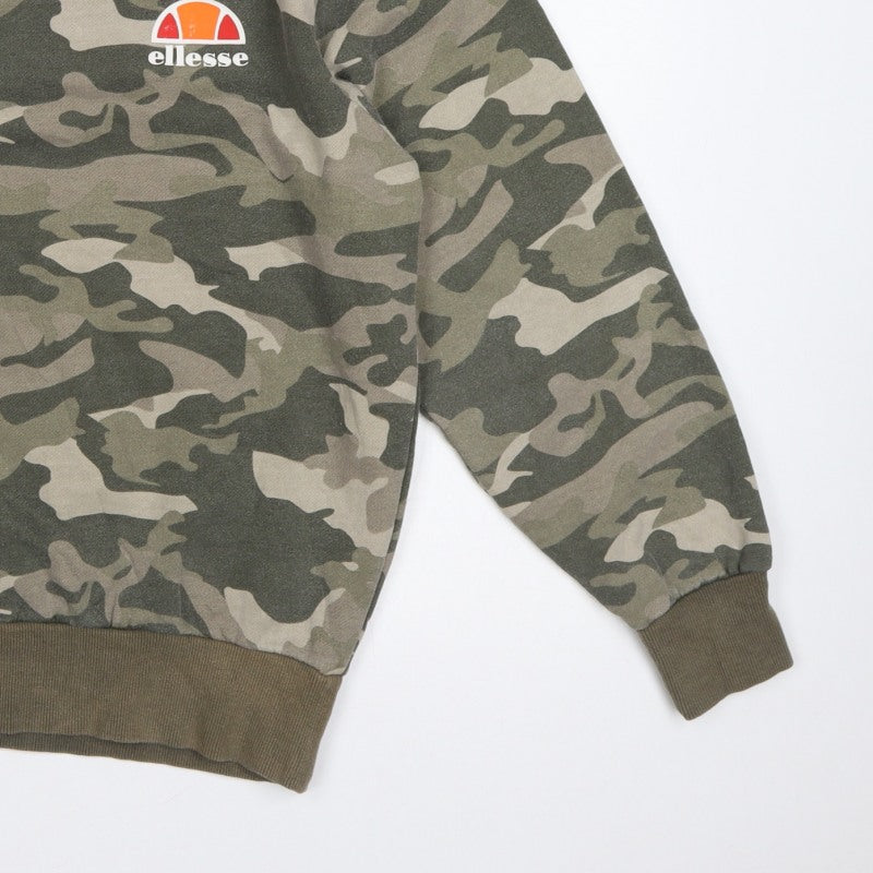 Additional view of Ellesse Men’s Green Camo XL Crew Neck Logo Pullover Sweatshirt