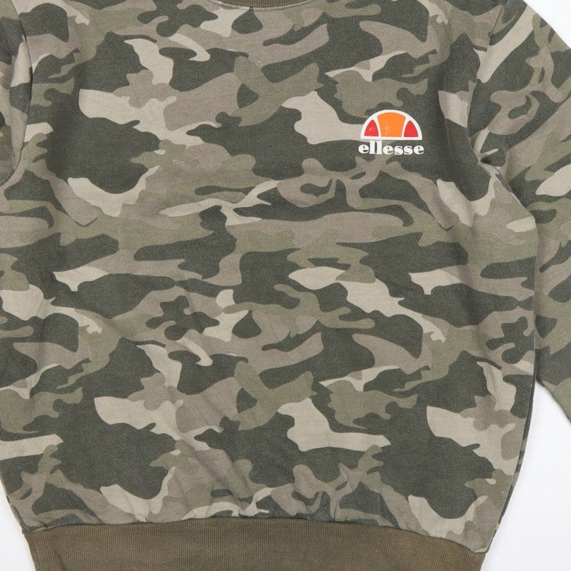 Additional view of Ellesse Men’s Green Camo XL Crew Neck Logo Pullover Sweatshirt