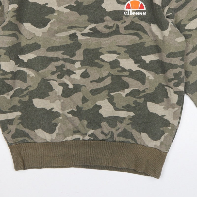Additional view of Ellesse Men’s Green Camo XL Crew Neck Logo Pullover Sweatshirt