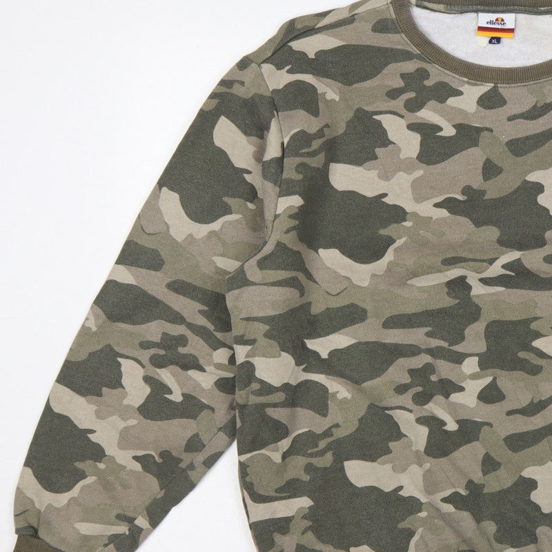 Additional view of Ellesse Men’s Green Camo XL Crew Neck Logo Pullover Sweatshirt