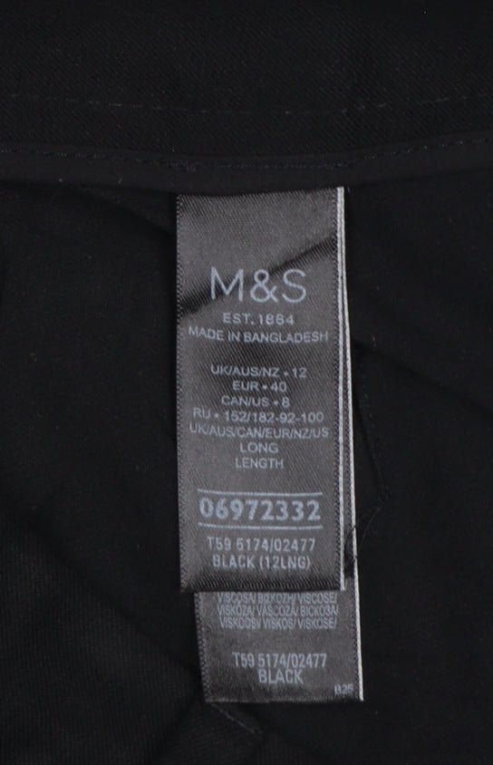 Marks & Spencer Women’s Black UK 12 Long Slim Leg Work Trousers