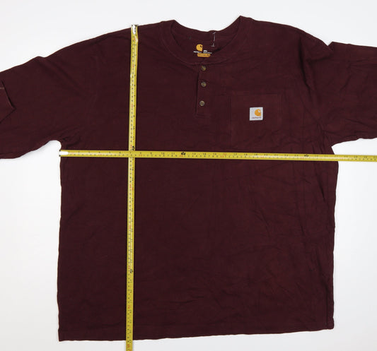 Carhartt Men’s Brown 2XL Original Fit Heavyweight Long Sleeve Henley T-Shirt