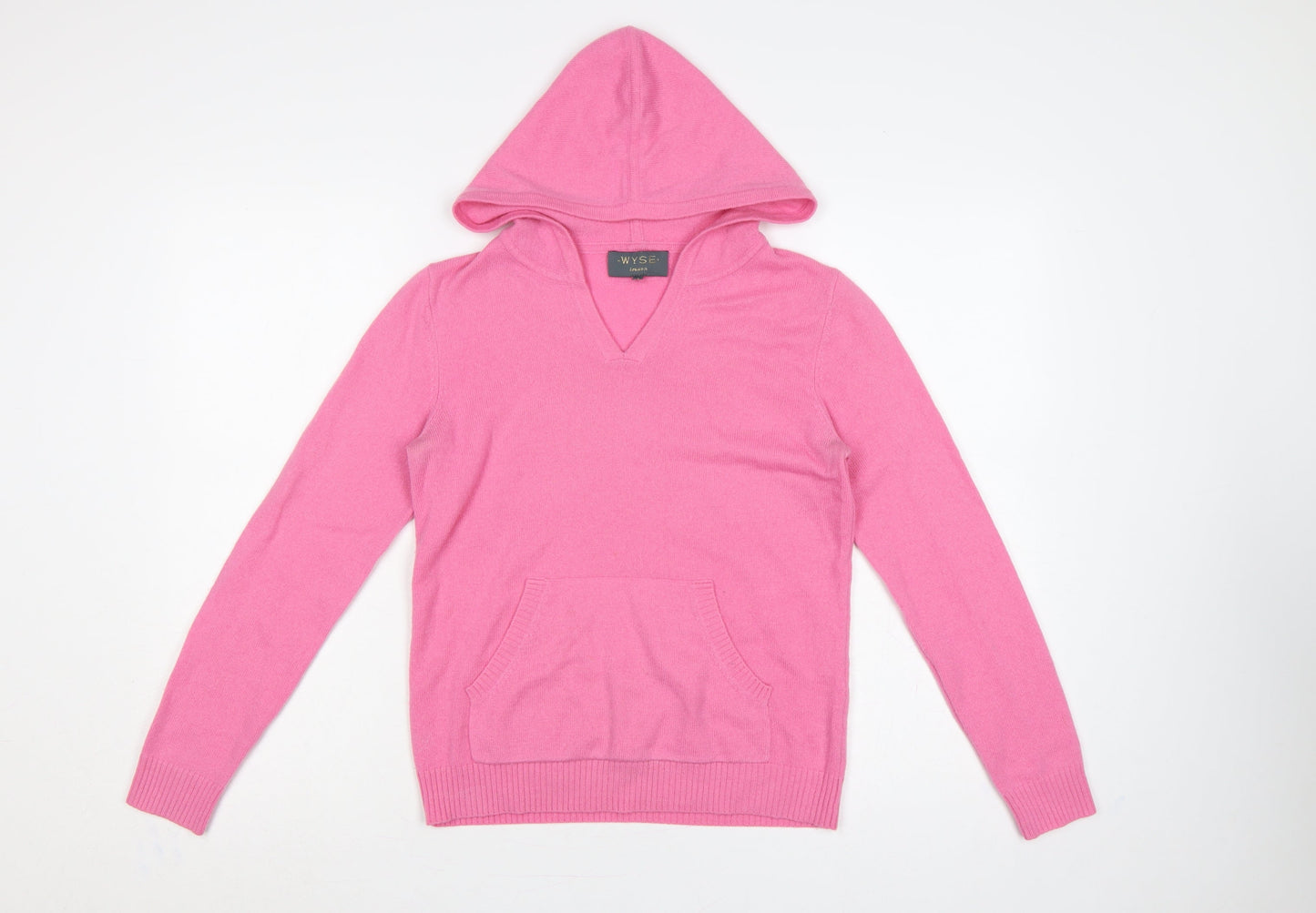 Wyse London Women’s Pink Cashmere Hooded V-Neck Jumper Size 8
