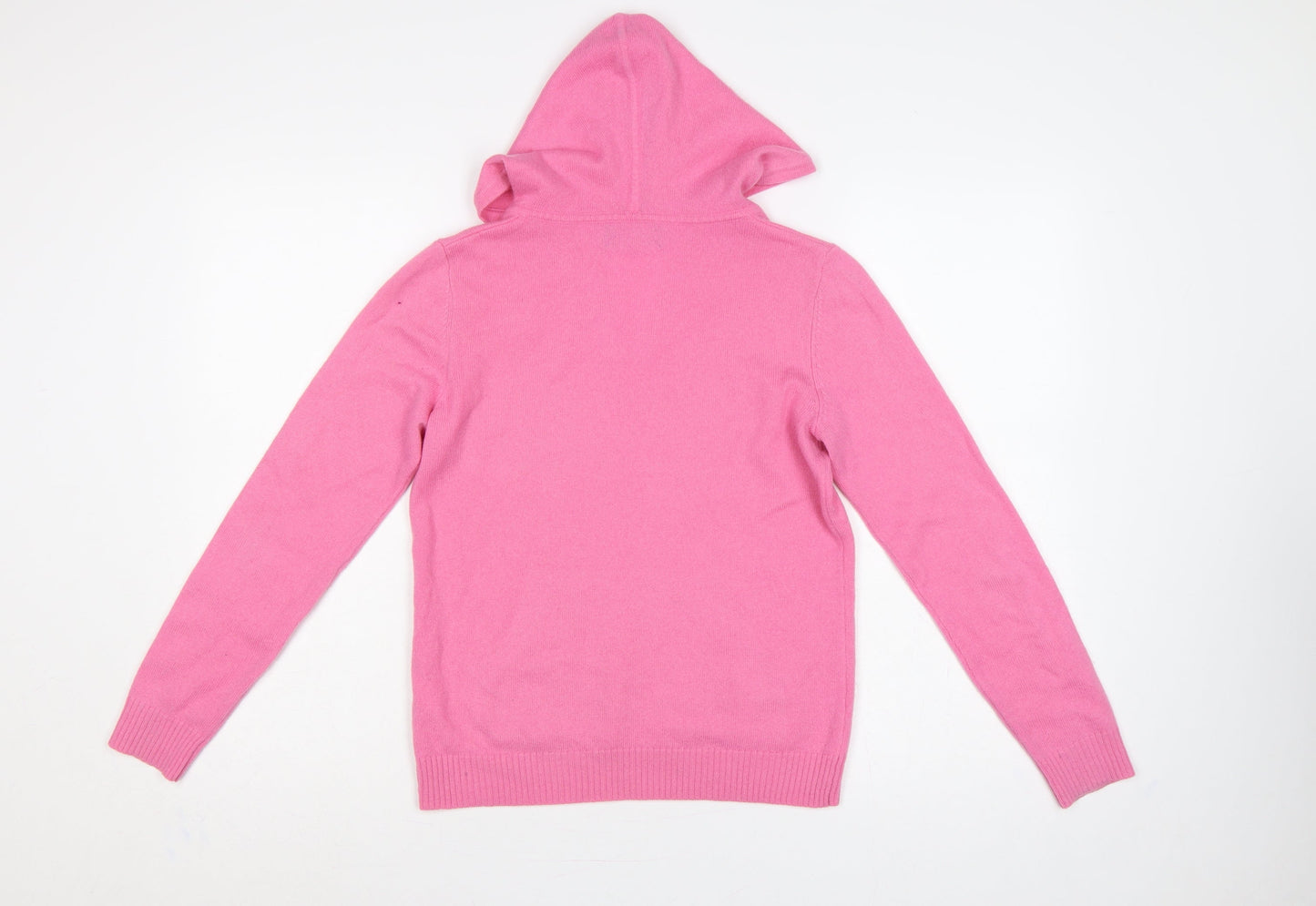 Wyse London Women’s Pink Cashmere Hooded V-Neck Jumper Size 8