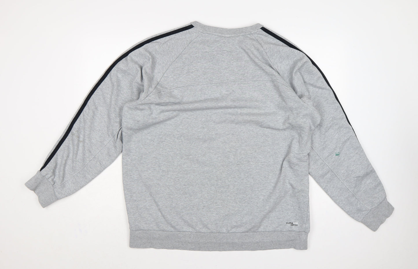 Adidas Men’s Grey XL Pullover Sweatshirt 3 Stripe Climalite Logo