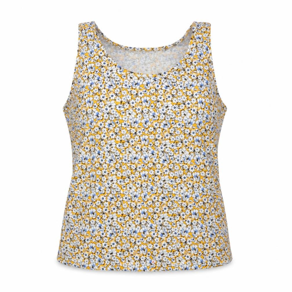 Front view of JD Williams Women Yellow Floral Cotton Tank Top UK 24 Sleeveless