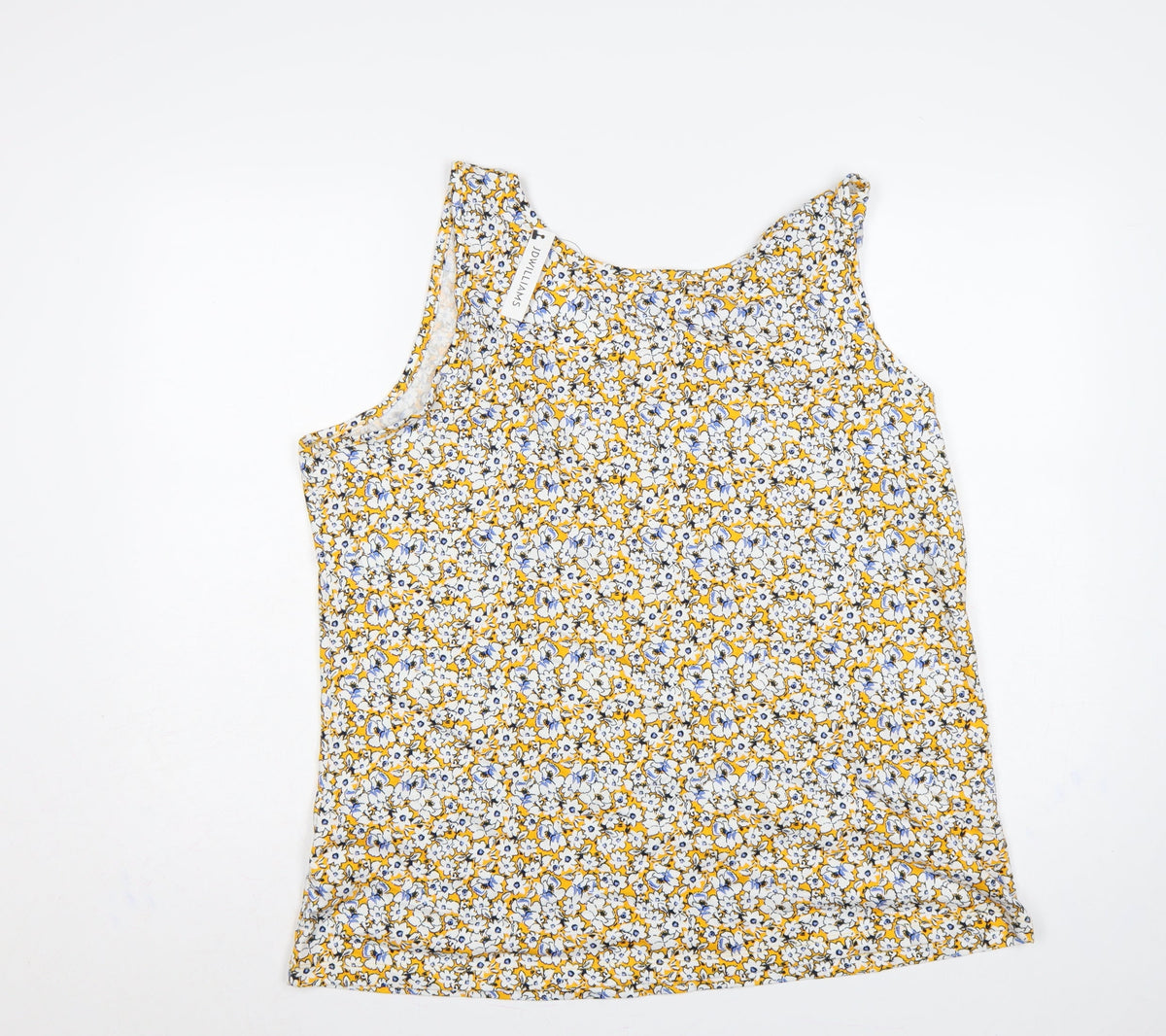 Close-up detail of JD Williams Women Yellow Floral Cotton Tank Top UK 24 Sleeveless