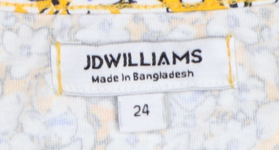 Brand and care label for JD Williams Women Yellow Floral Cotton Tank Top UK 24 Sleeveless
