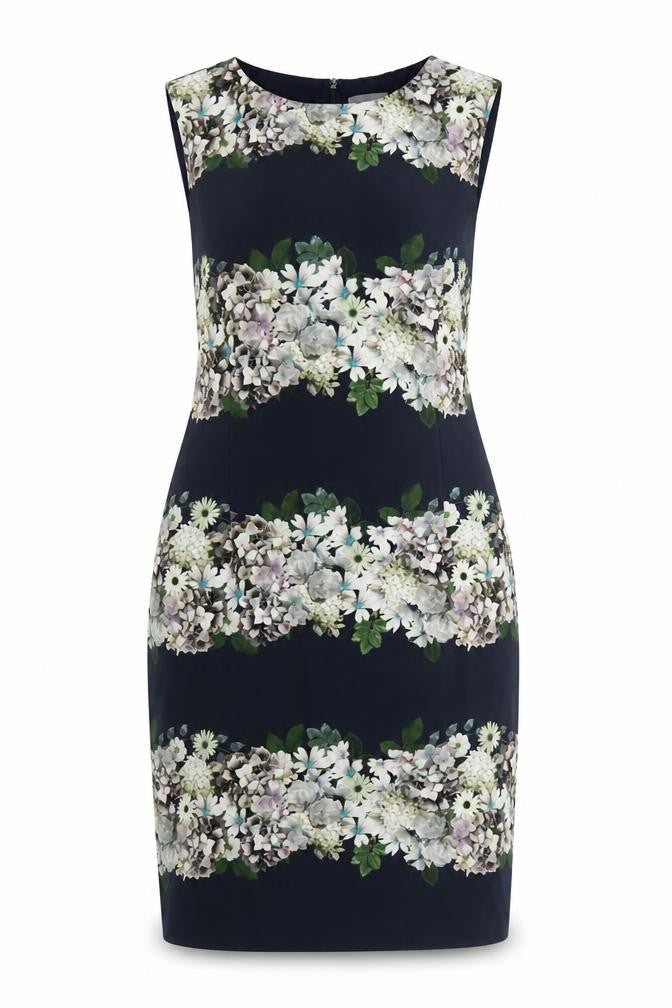 Phase Eight Women Black Floral Sleeveless Sheath Dress UK 18