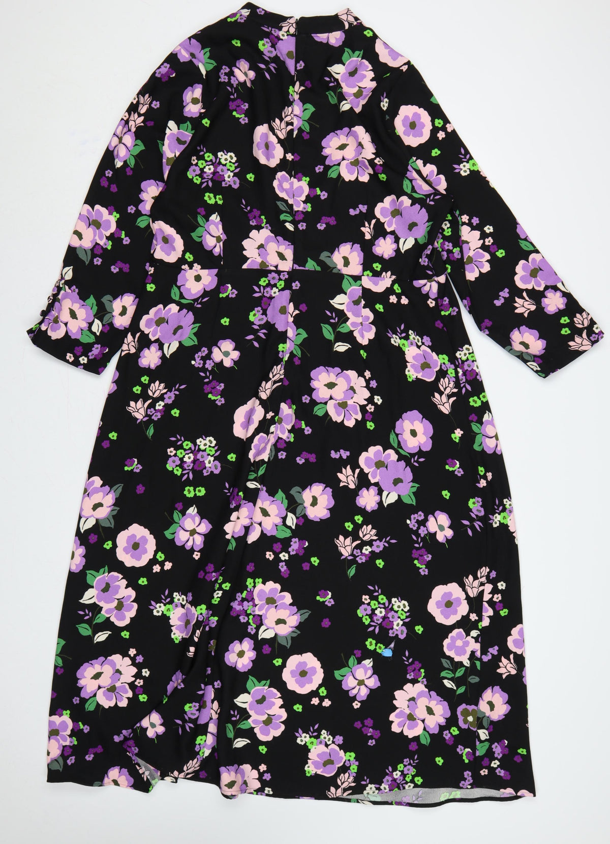 Marks & Spencer Women Black Floral Fit & Flare Midi Dress UK 16