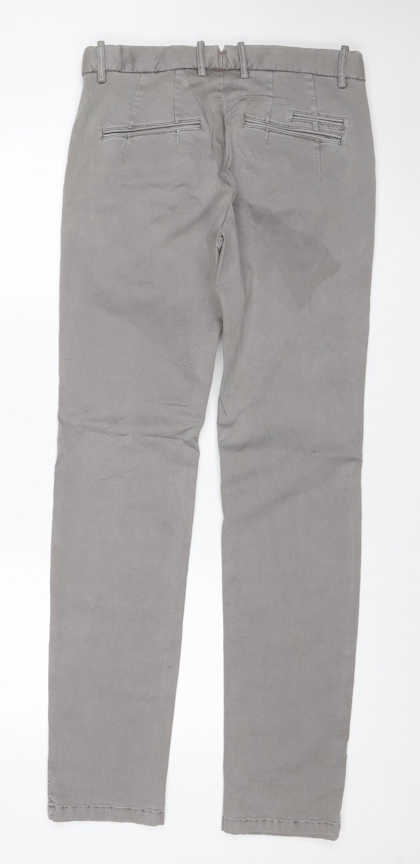 Mango Man Smart Men's Grey Cargo Trousers W32 Cotton Stretch Zip Pockets