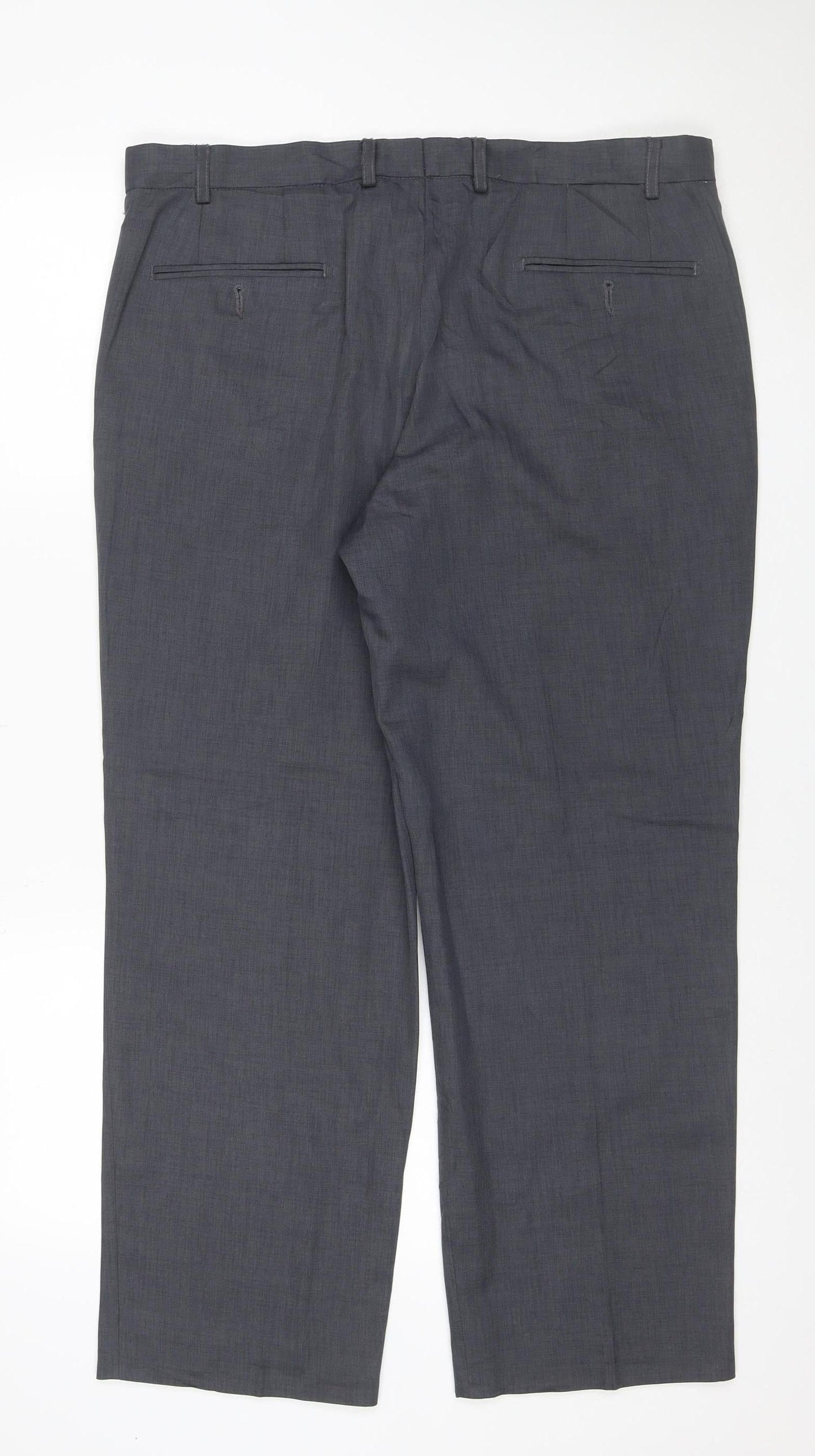 Marks and Spencer Men Grey 36x29 Flat Front Dress Trousers