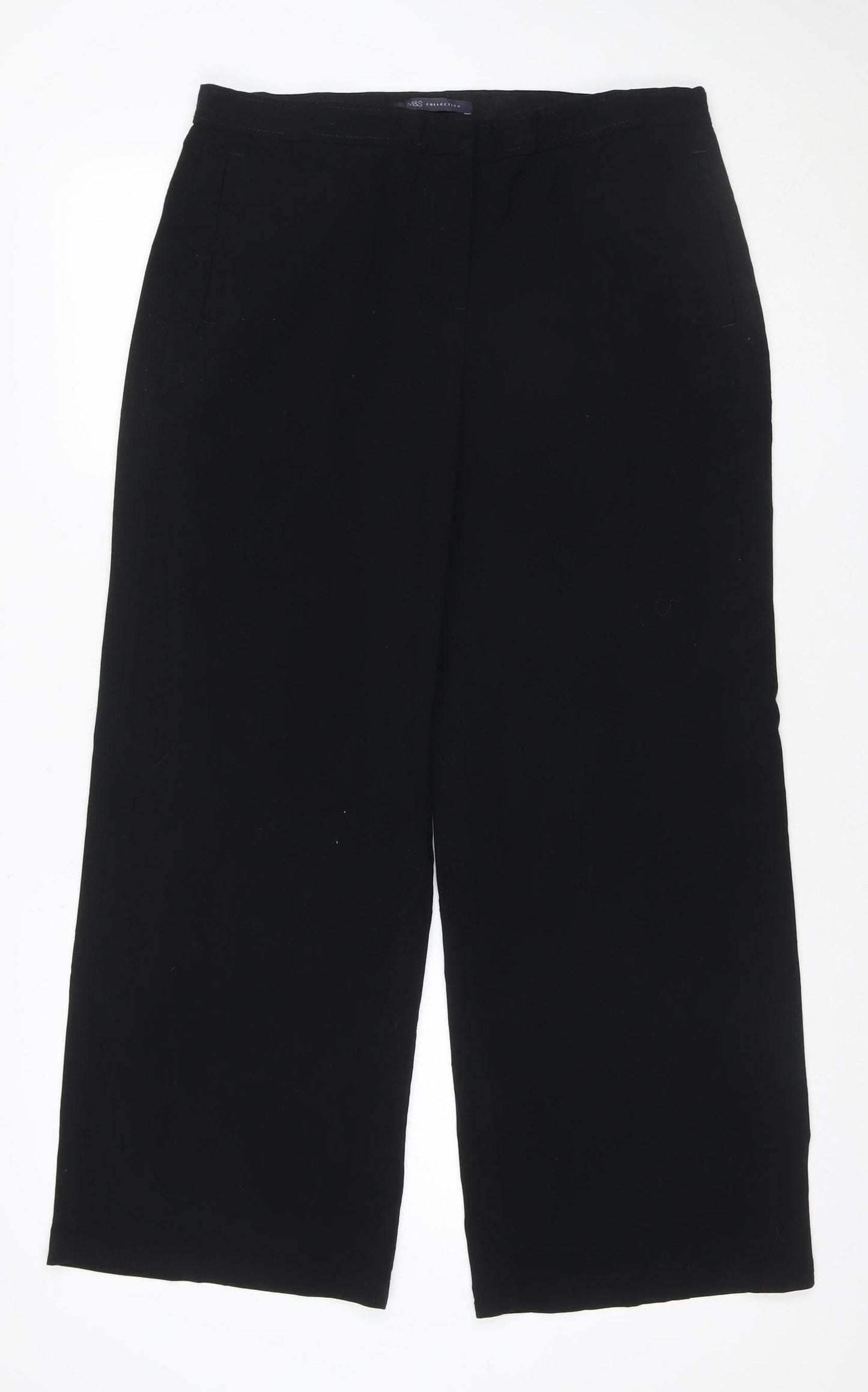 Marks and Spencer Women Black UK 14 Short Bootcut Tailored Trousers