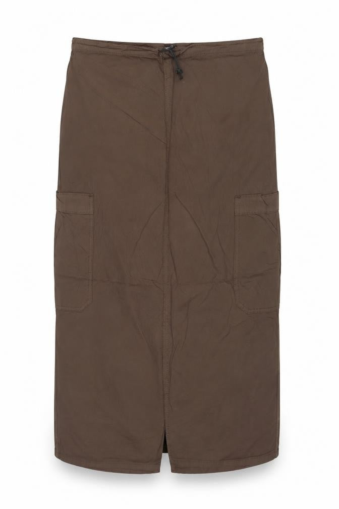Pull&Bear Women Brown UK 12 Cargo Long Cotton Maxi Skirt Pockets NWT