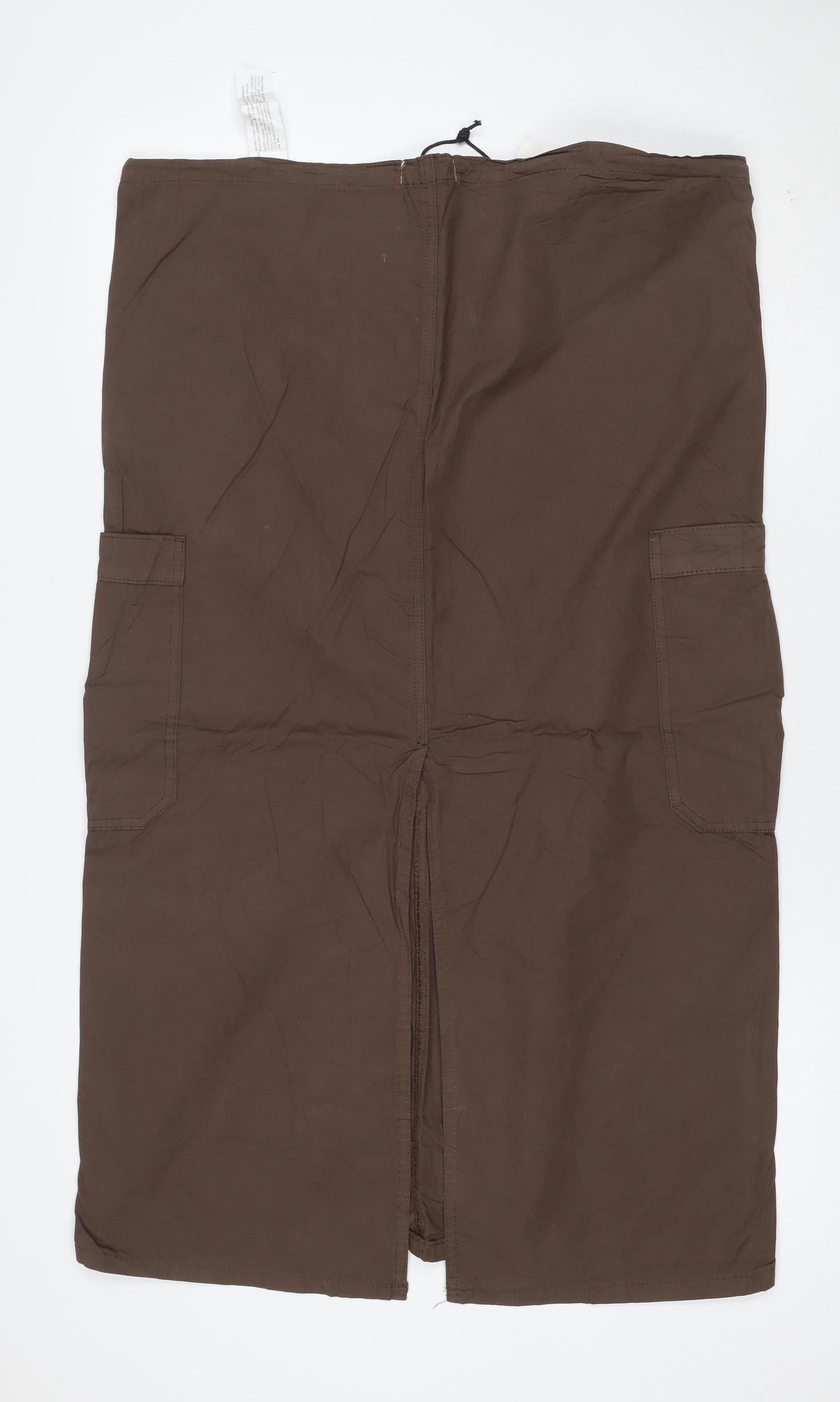 Pull&Bear Women Brown UK 12 Cargo Long Cotton Maxi Skirt Pockets NWT