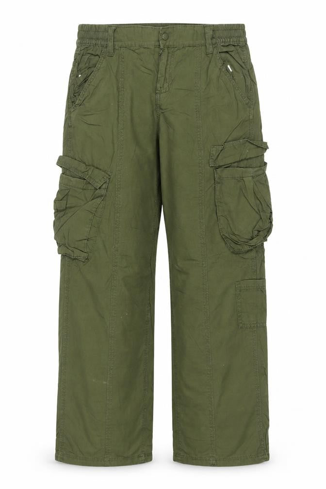 H&M Women’s Green Size 10 Cotton Cargo Trousers Adjustable Waist