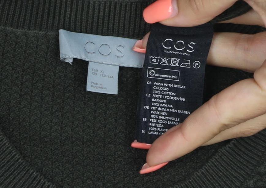Additional view of COS Men’s Dark Green XL Cable Knit Crew Neck jumper