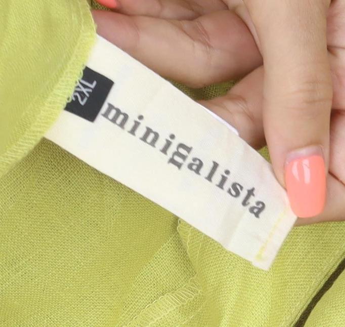 minealista Women's Yellow M Linen Wide-Leg Trousers Pockets