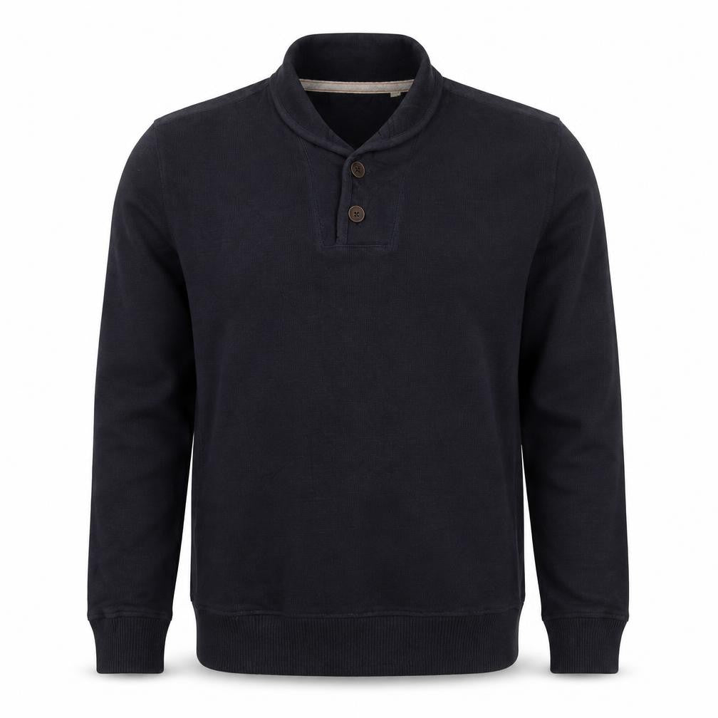 Mantaray Men's Blue L Hooded Henley Cotton Pullover Sweatshirt