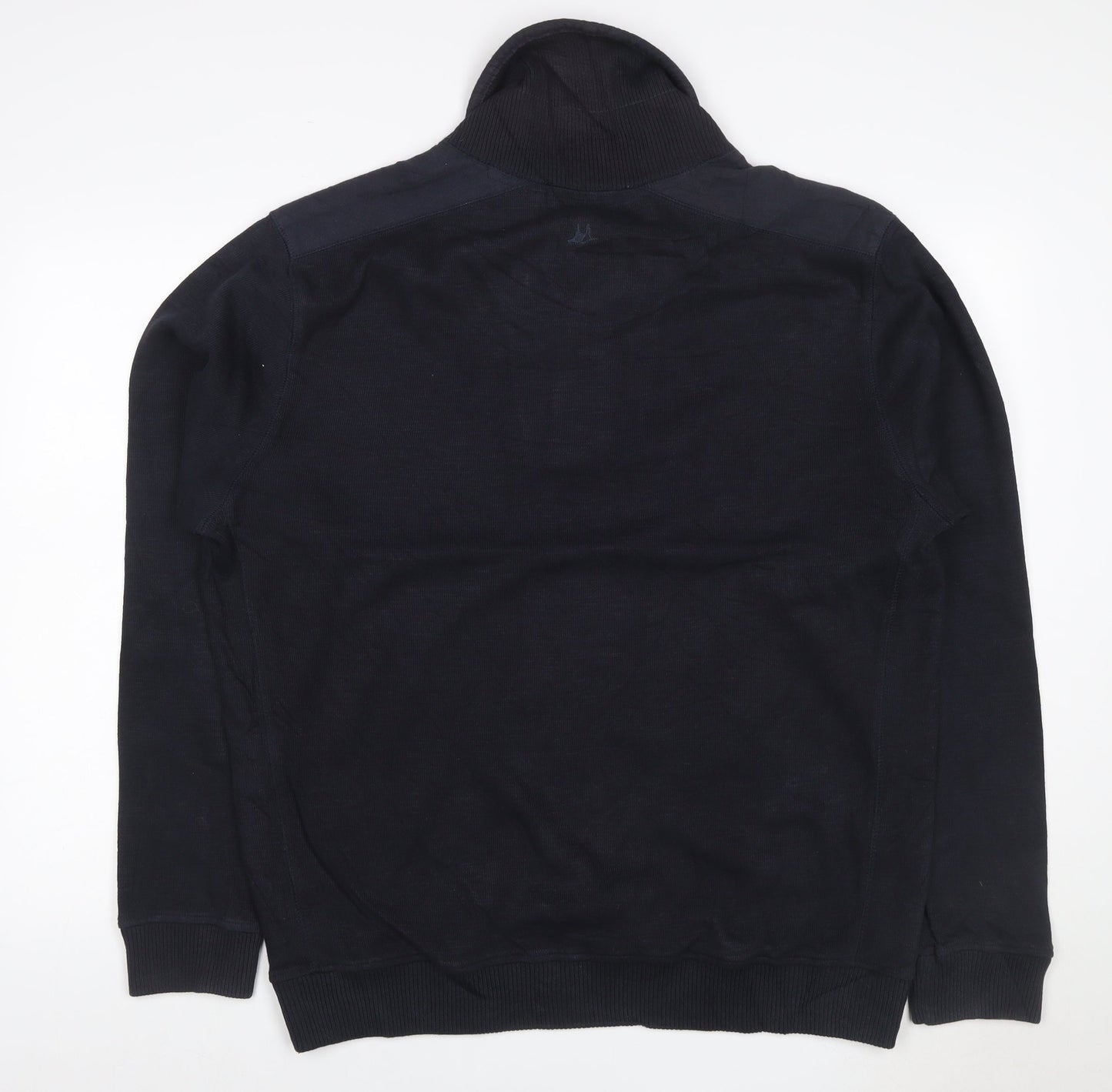 Mantaray Men's Blue L Hooded Henley Cotton Pullover Sweatshirt