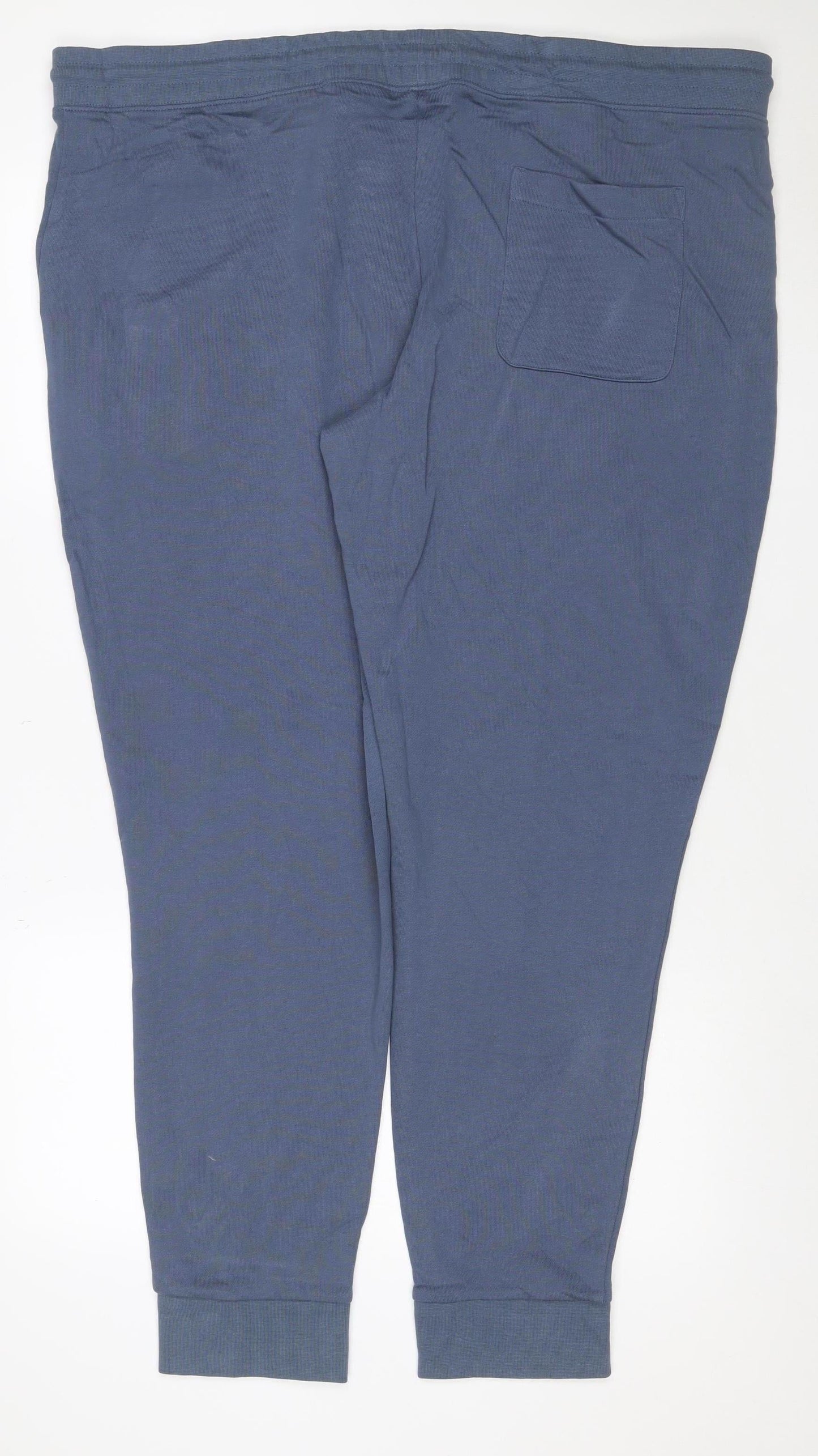 Marks & Spencer Men Blue 3XL Cotton Jogger Trousers Drawstring