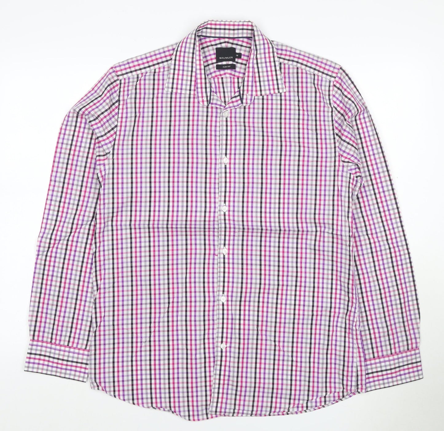 Baumler Men’s Multicoloured Check Slim Fit Cotton Shirt Size 16